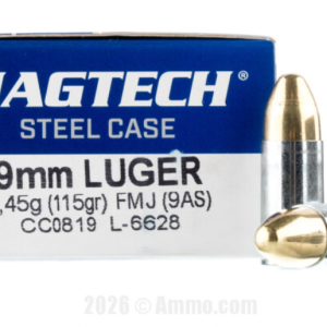 Magtech Steel 9mm Ammo - 1000 Rounds of 115 Grain FMJ Ammunition